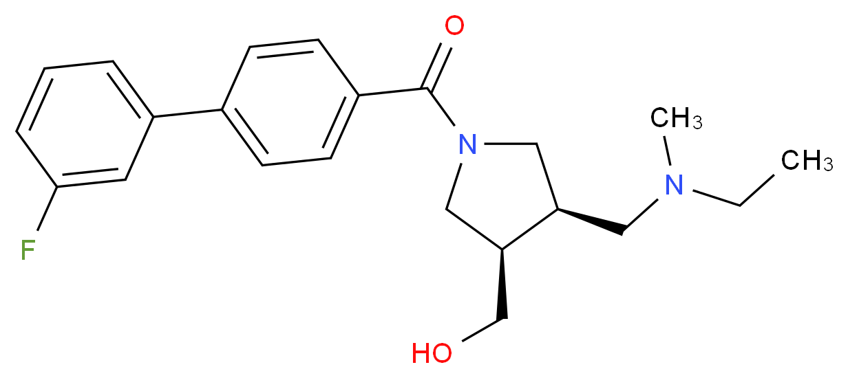 {(3R*,4R*)-4-{[ethyl(methyl)amino]methyl}-1-[(3'-fluorobiphenyl-4-yl)carbonyl]pyrrolidin-3-yl}methanol_Molecular_structure_CAS_)