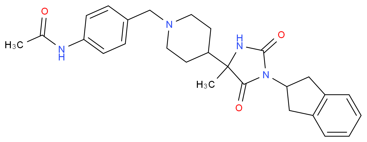 N-[4-({4-[1-(2,3-dihydro-1H-inden-2-yl)-4-methyl-2,5-dioxo-4-imidazolidinyl]-1-piperidinyl}methyl)phenyl]acetamide_Molecular_structure_CAS_)