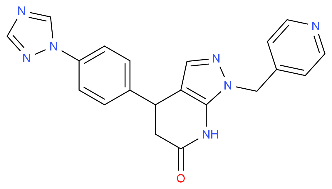 1-(pyridin-4-ylmethyl)-4-[4-(1H-1,2,4-triazol-1-yl)phenyl]-1,4,5,7-tetrahydro-6H-pyrazolo[3,4-b]pyridin-6-one_Molecular_structure_CAS_)