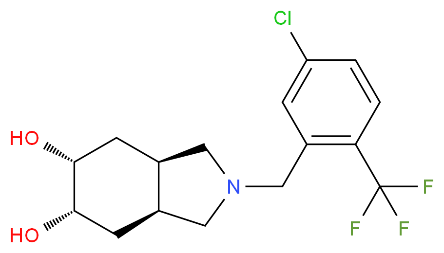 (3aR*,5R*,6S*,7aS*)-2-[5-chloro-2-(trifluoromethyl)benzyl]octahydro-1H-isoindole-5,6-diol_Molecular_structure_CAS_)
