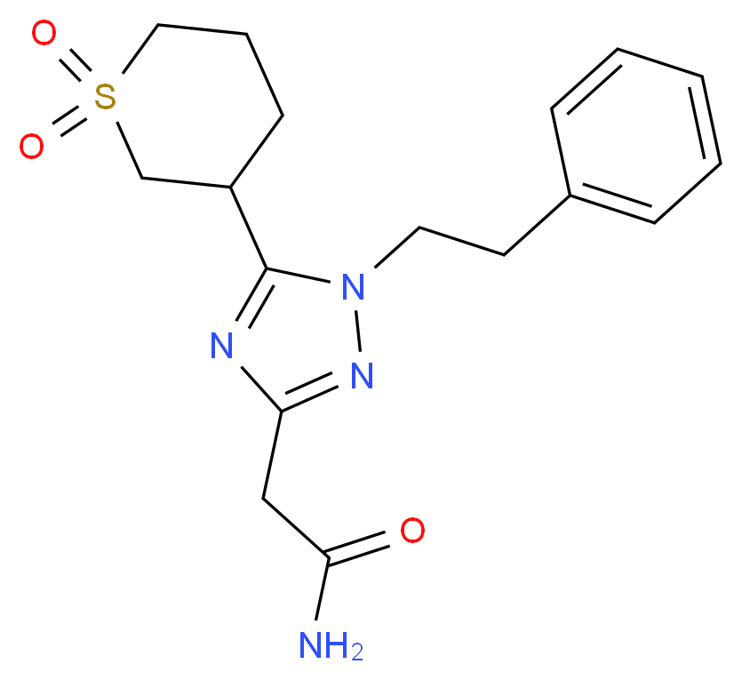 2-[5-(1,1-dioxidotetrahydro-2H-thiopyran-3-yl)-1-(2-phenylethyl)-1H-1,2,4-triazol-3-yl]acetamide_Molecular_structure_CAS_)
