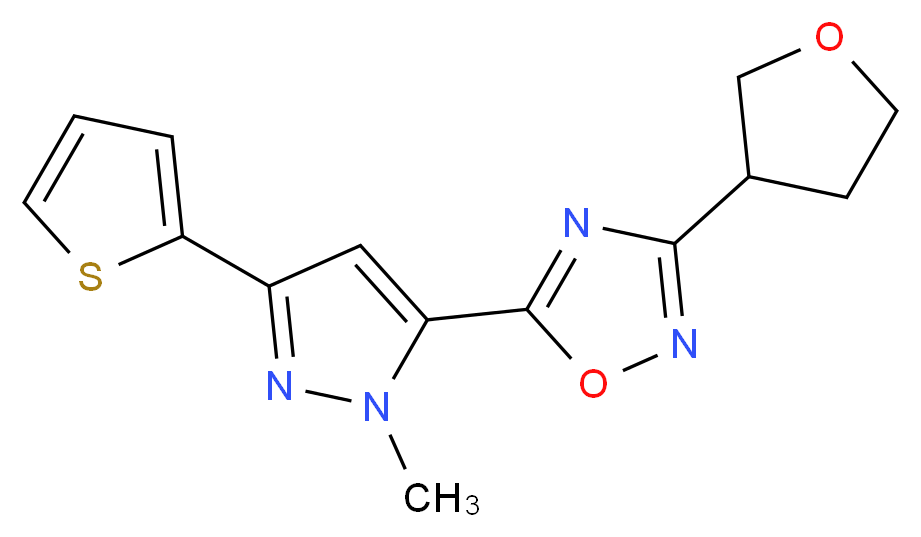 5-[1-methyl-3-(2-thienyl)-1H-pyrazol-5-yl]-3-(tetrahydrofuran-3-yl)-1,2,4-oxadiazole_Molecular_structure_CAS_)