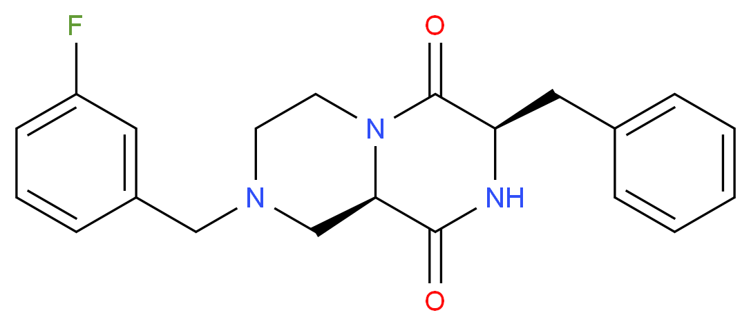 (3R,9aR)-3-benzyl-8-(3-fluorobenzyl)tetrahydro-2H-pyrazino[1,2-a]pyrazine-1,4(3H,6H)-dione_Molecular_structure_CAS_)