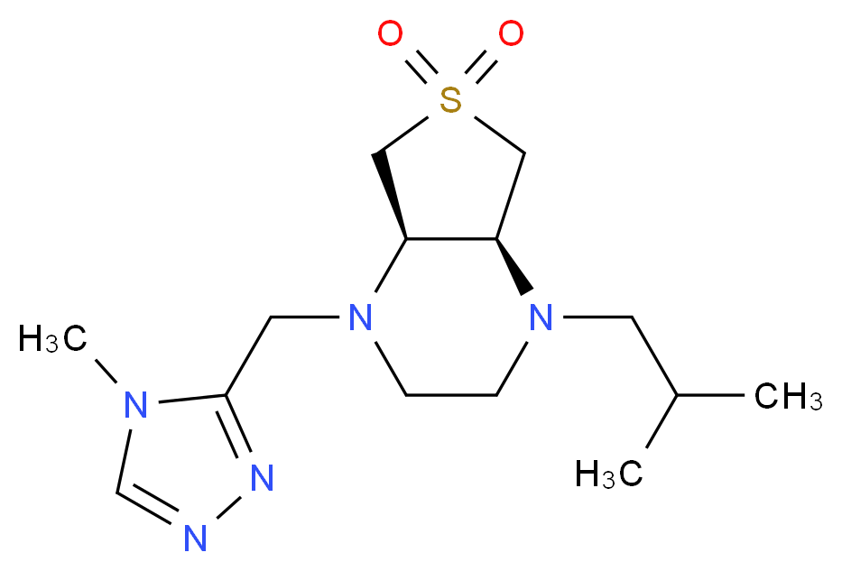(4aR*,7aS*)-1-isobutyl-4-[(4-methyl-4H-1,2,4-triazol-3-yl)methyl]octahydrothieno[3,4-b]pyrazine 6,6-dioxide_Molecular_structure_CAS_)
