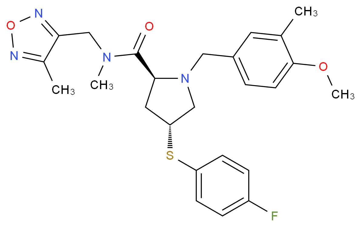 (4R)-4-[(4-fluorophenyl)thio]-1-(4-methoxy-3-methylbenzyl)-N-methyl-N-[(4-methyl-1,2,5-oxadiazol-3-yl)methyl]-L-prolinamide_Molecular_structure_CAS_)