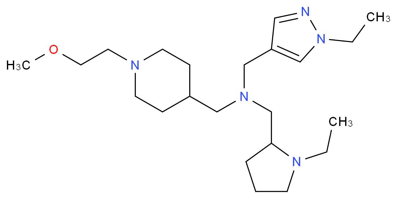 1-(1-ethyl-1H-pyrazol-4-yl)-N-[(1-ethyl-2-pyrrolidinyl)methyl]-N-{[1-(2-methoxyethyl)-4-piperidinyl]methyl}methanamine_Molecular_structure_CAS_)