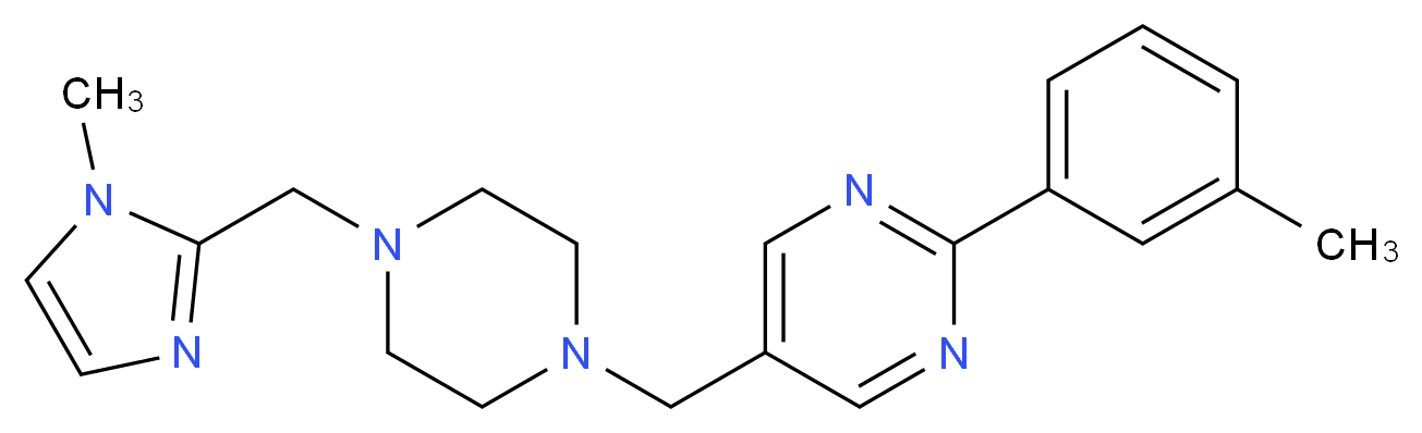 5-({4-[(1-methyl-1H-imidazol-2-yl)methyl]piperazin-1-yl}methyl)-2-(3-methylphenyl)pyrimidine_Molecular_structure_CAS_)