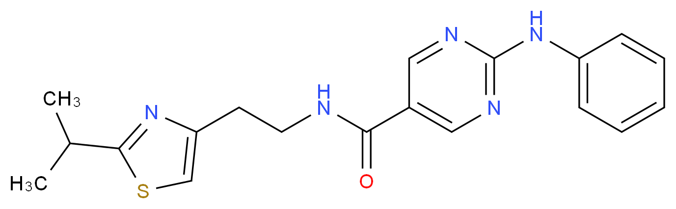 2-anilino-N-[2-(2-isopropyl-1,3-thiazol-4-yl)ethyl]-5-pyrimidinecarboxamide_Molecular_structure_CAS_)