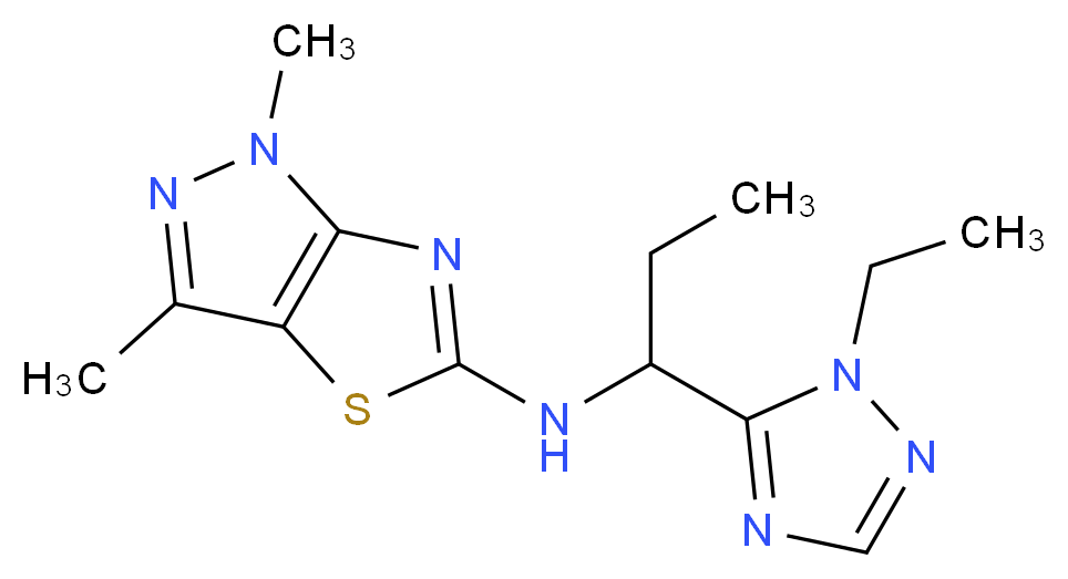 N-[1-(1-ethyl-1H-1,2,4-triazol-5-yl)propyl]-1,3-dimethyl-1H-pyrazolo[3,4-d][1,3]thiazol-5-amine_Molecular_structure_CAS_)