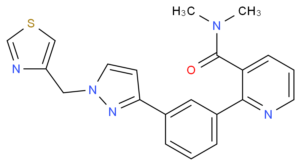 N,N-dimethyl-2-{3-[1-(1,3-thiazol-4-ylmethyl)-1H-pyrazol-3-yl]phenyl}nicotinamide_Molecular_structure_CAS_)