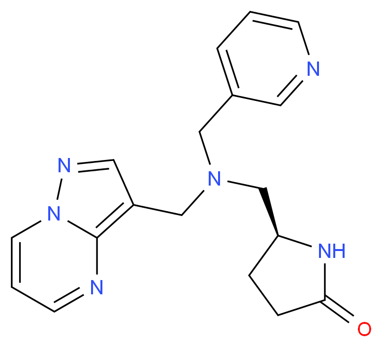 (5S)-5-{[(pyrazolo[1,5-a]pyrimidin-3-ylmethyl)(pyridin-3-ylmethyl)amino]methyl}pyrrolidin-2-one_Molecular_structure_CAS_)