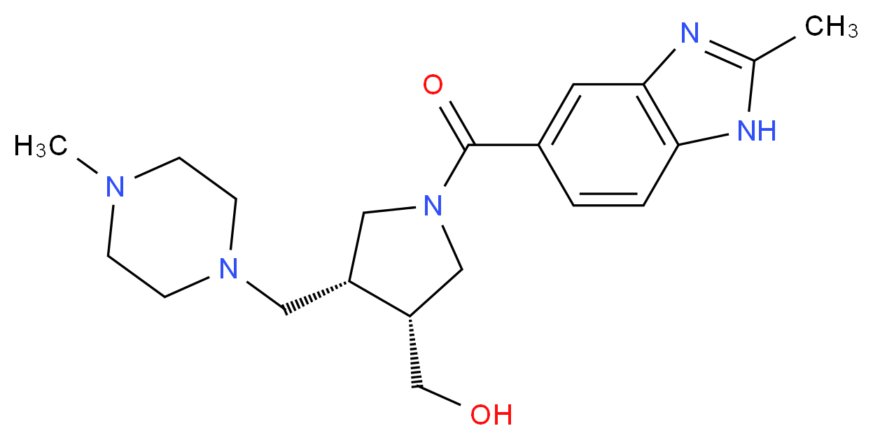 {(3R*,4R*)-1-[(2-methyl-1H-benzimidazol-5-yl)carbonyl]-4-[(4-methylpiperazin-1-yl)methyl]pyrrolidin-3-yl}methanol_Molecular_structure_CAS_)