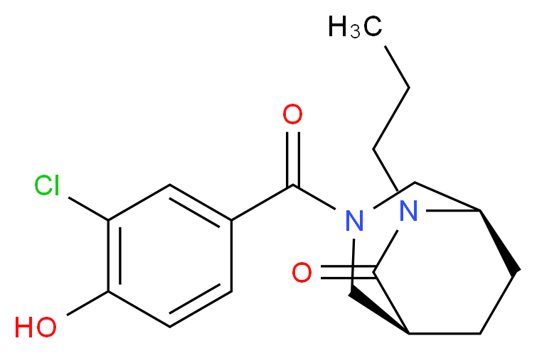 (1S*,5R*)-3-(3-chloro-4-hydroxybenzoyl)-6-propyl-3,6-diazabicyclo[3.2.2]nonan-7-one_Molecular_structure_CAS_)