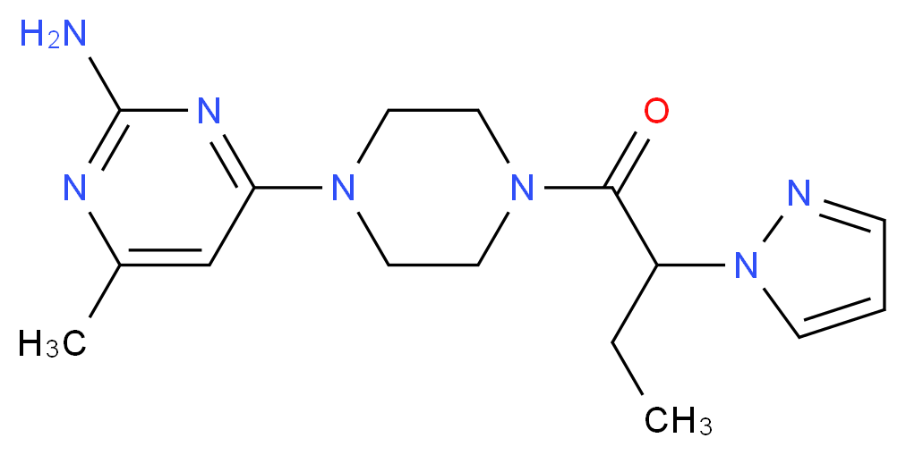 4-methyl-6-{4-[2-(1H-pyrazol-1-yl)butanoyl]-1-piperazinyl}-2-pyrimidinamine_Molecular_structure_CAS_)