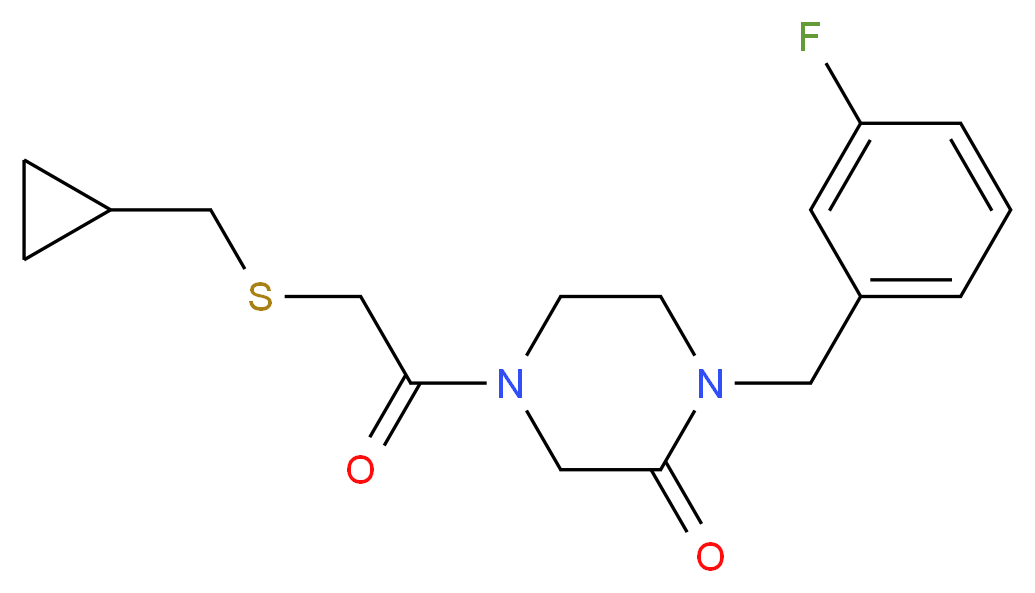 4-{[(cyclopropylmethyl)thio]acetyl}-1-(3-fluorobenzyl)-2-piperazinone_Molecular_structure_CAS_)