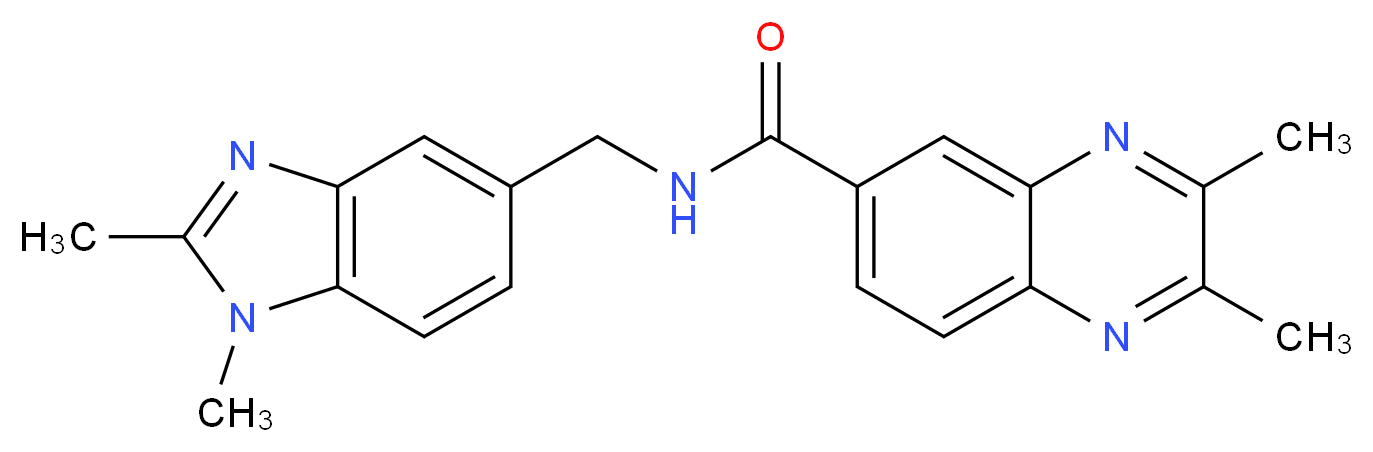 N-[(1,2-dimethyl-1H-benzimidazol-5-yl)methyl]-2,3-dimethyl-6-quinoxalinecarboxamide_Molecular_structure_CAS_)