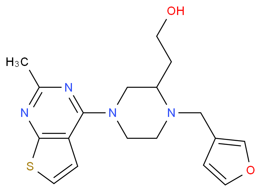 2-[1-(3-furylmethyl)-4-(2-methylthieno[2,3-d]pyrimidin-4-yl)piperazin-2-yl]ethanol_Molecular_structure_CAS_)