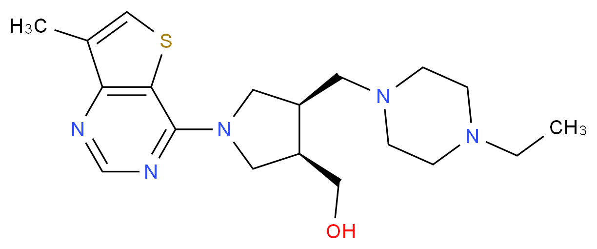 [(3R*,4R*)-4-[(4-ethylpiperazin-1-yl)methyl]-1-(7-methylthieno[3,2-d]pyrimidin-4-yl)pyrrolidin-3-yl]methanol_Molecular_structure_CAS_)
