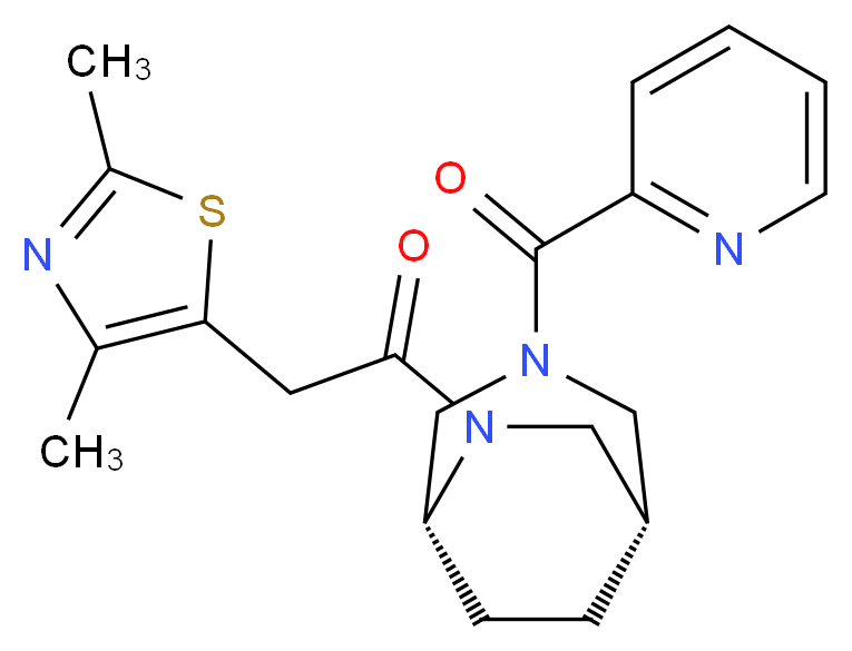 (1S*,5R*)-6-[(2,4-dimethyl-1,3-thiazol-5-yl)acetyl]-3-(pyridin-2-ylcarbonyl)-3,6-diazabicyclo[3.2.2]nonane_Molecular_structure_CAS_)
