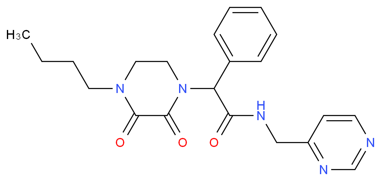 2-(4-butyl-2,3-dioxopiperazin-1-yl)-2-phenyl-N-(pyrimidin-4-ylmethyl)acetamide_Molecular_structure_CAS_)