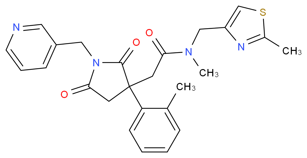 N-methyl-2-[3-(2-methylphenyl)-2,5-dioxo-1-(3-pyridinylmethyl)-3-pyrrolidinyl]-N-[(2-methyl-1,3-thiazol-4-yl)methyl]acetamide_Molecular_structure_CAS_)