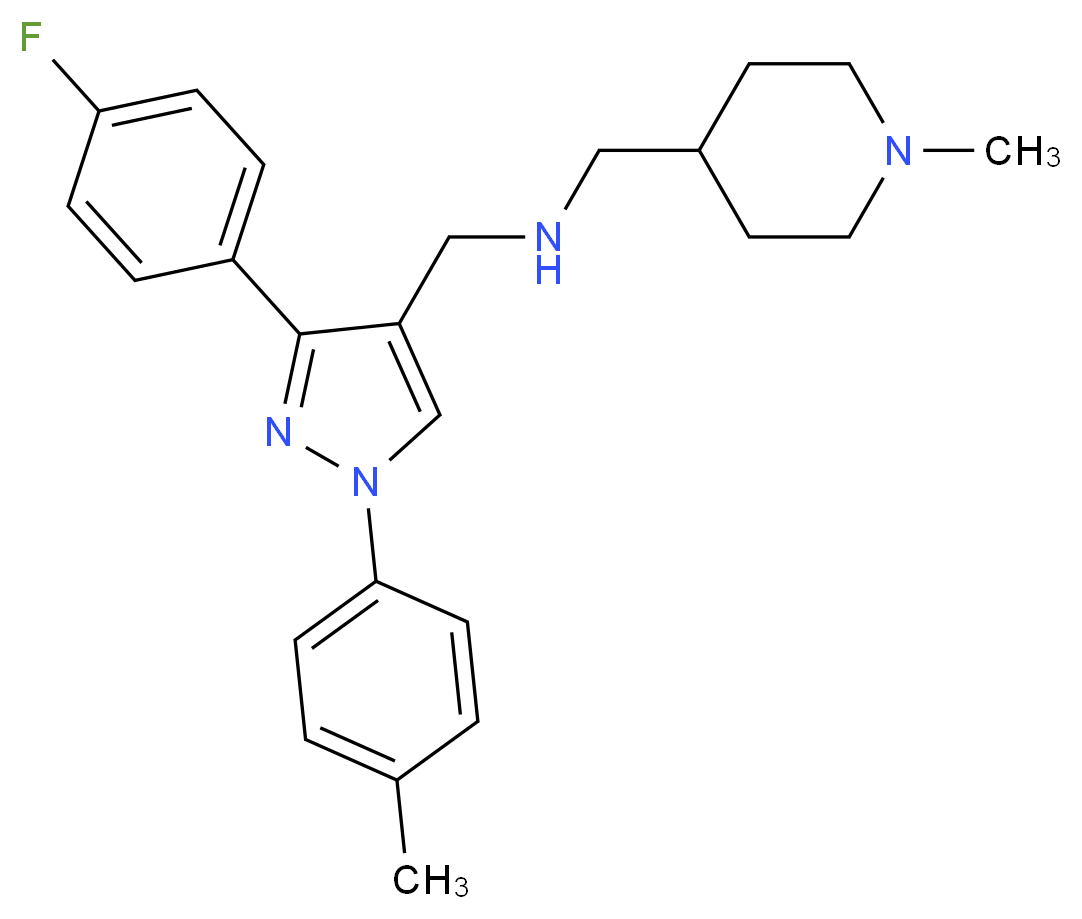 1-[3-(4-fluorophenyl)-1-(4-methylphenyl)-1H-pyrazol-4-yl]-N-[(1-methyl-4-piperidinyl)methyl]methanamine_Molecular_structure_CAS_)