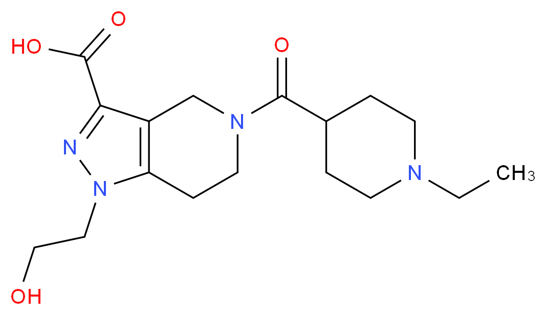 5-[(1-ethylpiperidin-4-yl)carbonyl]-1-(2-hydroxyethyl)-4,5,6,7-tetrahydro-1H-pyrazolo[4,3-c]pyridine-3-carboxylic acid_Molecular_structure_CAS_)