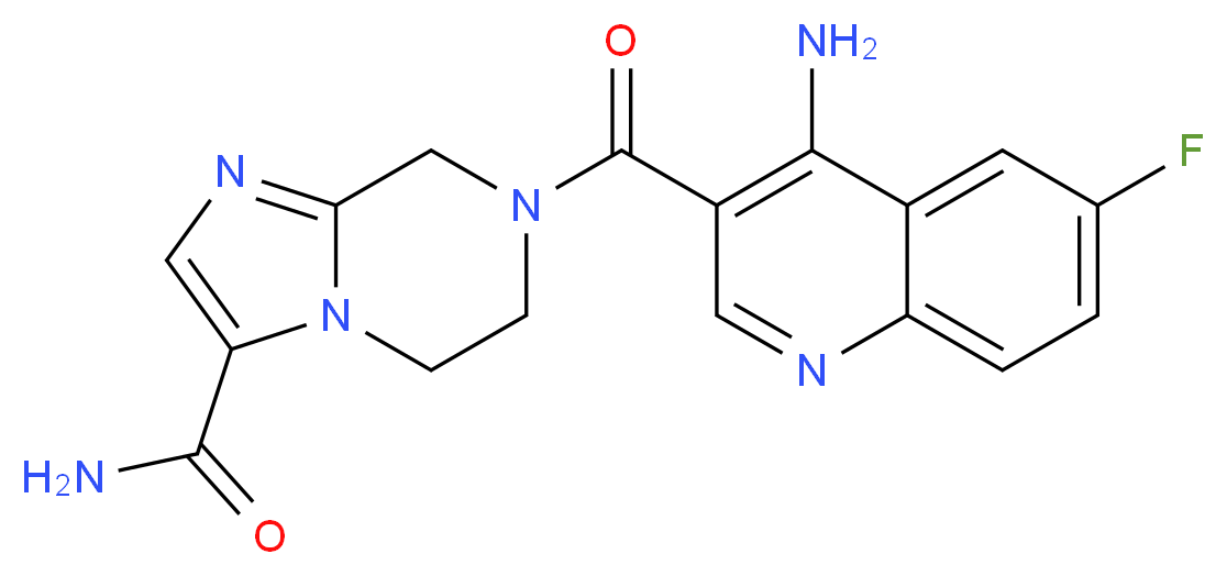 7-[(4-amino-6-fluoroquinolin-3-yl)carbonyl]-5,6,7,8-tetrahydroimidazo[1,2-a]pyrazine-3-carboxamide_Molecular_structure_CAS_)