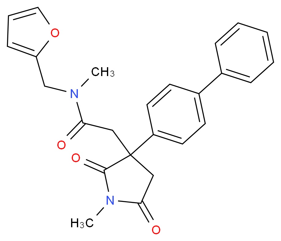 2-[3-(4-biphenylyl)-1-methyl-2,5-dioxo-3-pyrrolidinyl]-N-(2-furylmethyl)-N-methylacetamide_Molecular_structure_CAS_)