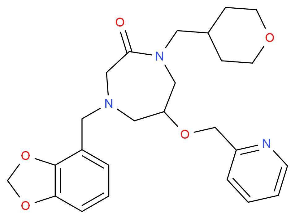 4-(1,3-benzodioxol-4-ylmethyl)-6-(2-pyridinylmethoxy)-1-(tetrahydro-2H-pyran-4-ylmethyl)-1,4-diazepan-2-one_Molecular_structure_CAS_)