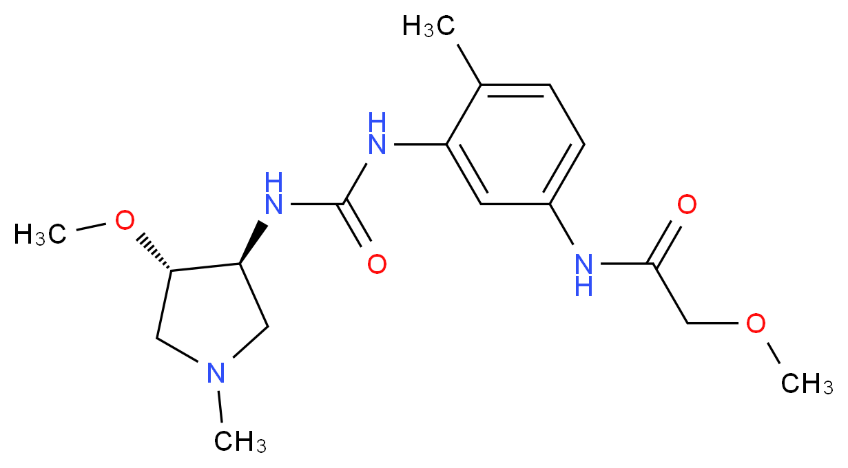 2-methoxy-N-{3-[({[(3S*,4S*)-4-methoxy-1-methylpyrrolidin-3-yl]amino}carbonyl)amino]-4-methylphenyl}acetamide_Molecular_structure_CAS_)