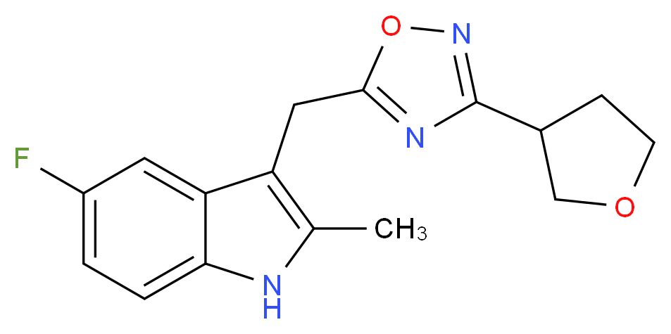 5-fluoro-2-methyl-3-{[3-(tetrahydrofuran-3-yl)-1,2,4-oxadiazol-5-yl]methyl}-1H-indole_Molecular_structure_CAS_)