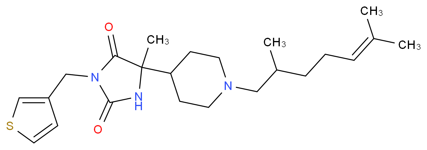 5-[1-(2,6-dimethyl-5-hepten-1-yl)-4-piperidinyl]-5-methyl-3-(3-thienylmethyl)-2,4-imidazolidinedione_Molecular_structure_CAS_)