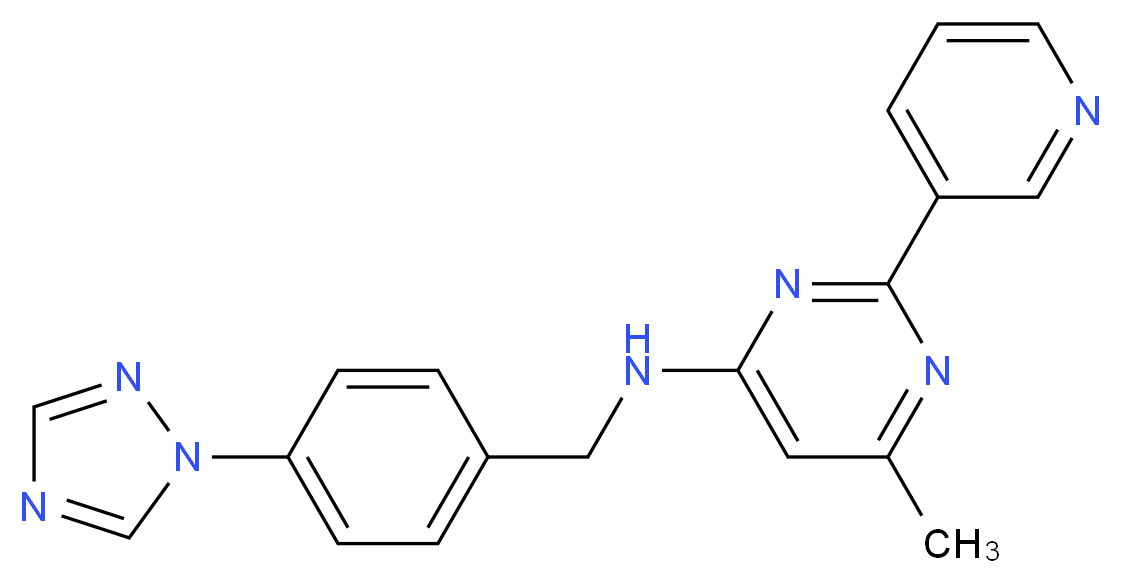 6-methyl-2-pyridin-3-yl-N-[4-(1H-1,2,4-triazol-1-yl)benzyl]pyrimidin-4-amine_Molecular_structure_CAS_)
