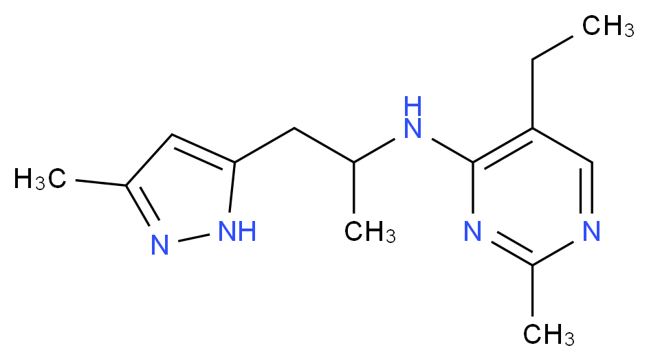 5-ethyl-2-methyl-N-[1-methyl-2-(3-methyl-1H-pyrazol-5-yl)ethyl]pyrimidin-4-amine_Molecular_structure_CAS_)