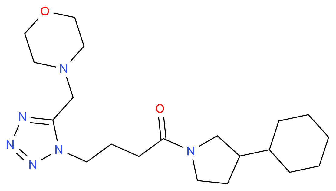 4-({1-[4-(3-cyclohexyl-1-pyrrolidinyl)-4-oxobutyl]-1H-tetrazol-5-yl}methyl)morpholine_Molecular_structure_CAS_)