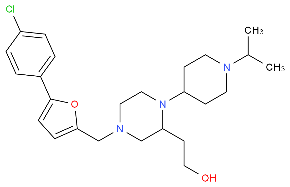 2-[4-{[5-(4-chlorophenyl)-2-furyl]methyl}-1-(1-isopropyl-4-piperidinyl)-2-piperazinyl]ethanol_Molecular_structure_CAS_)