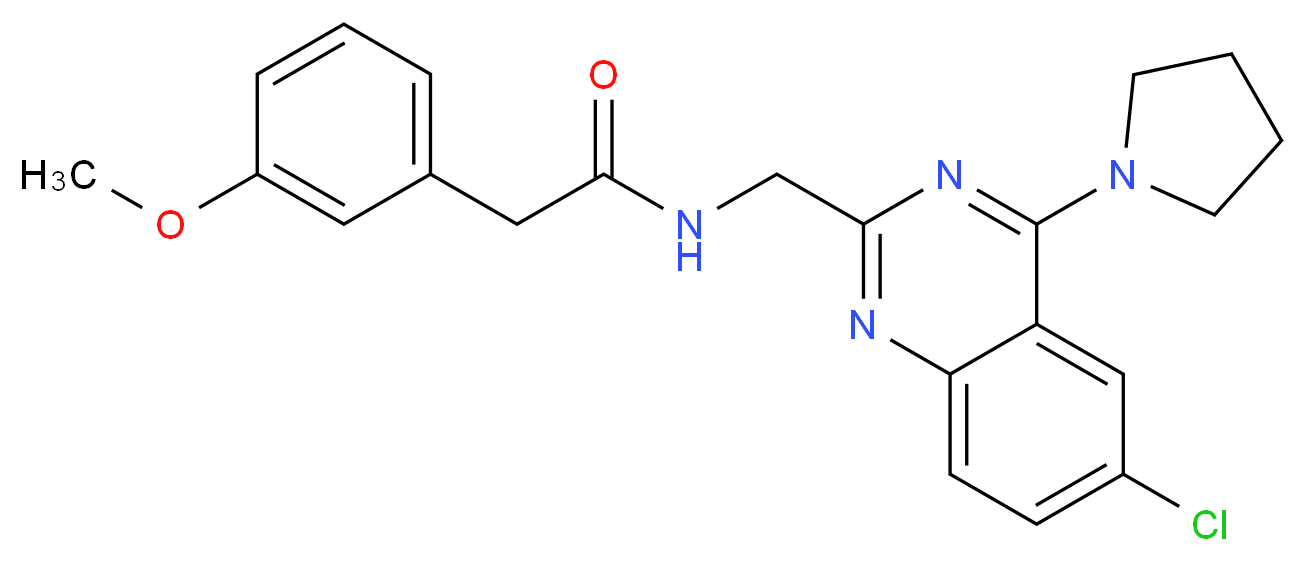 N-{[6-chloro-4-(1-pyrrolidinyl)-2-quinazolinyl]methyl}-2-(3-methoxyphenyl)acetamide_Molecular_structure_CAS_)