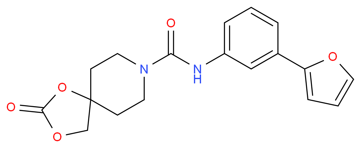 N-[3-(2-furyl)phenyl]-2-oxo-1,3-dioxa-8-azaspiro[4.5]decane-8-carboxamide_Molecular_structure_CAS_)