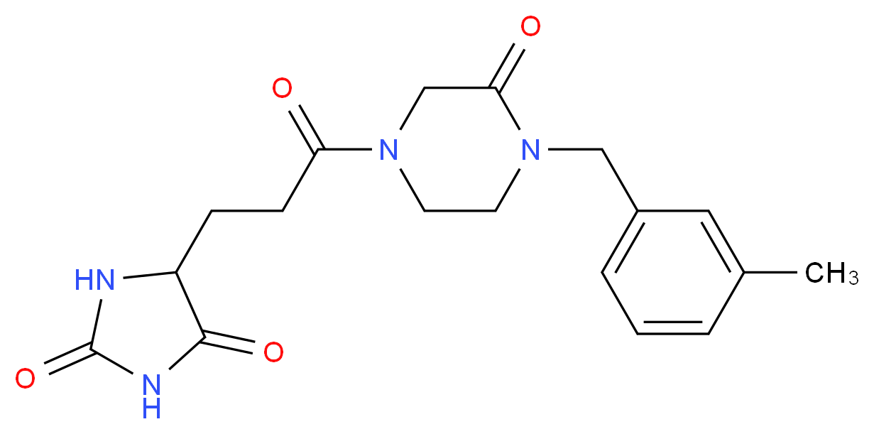 5-{3-[4-(3-methylbenzyl)-3-oxo-1-piperazinyl]-3-oxopropyl}-2,4-imidazolidinedione_Molecular_structure_CAS_)