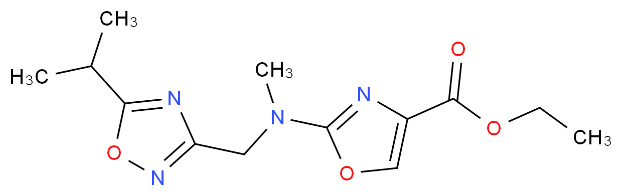 ethyl 2-[[(5-isopropyl-1,2,4-oxadiazol-3-yl)methyl](methyl)amino]-1,3-oxazole-4-carboxylate_Molecular_structure_CAS_)