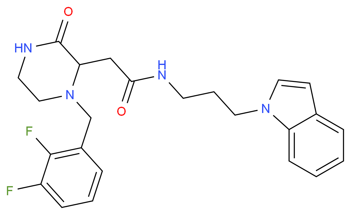 2-[1-(2,3-difluorobenzyl)-3-oxo-2-piperazinyl]-N-[3-(1H-indol-1-yl)propyl]acetamide_Molecular_structure_CAS_)