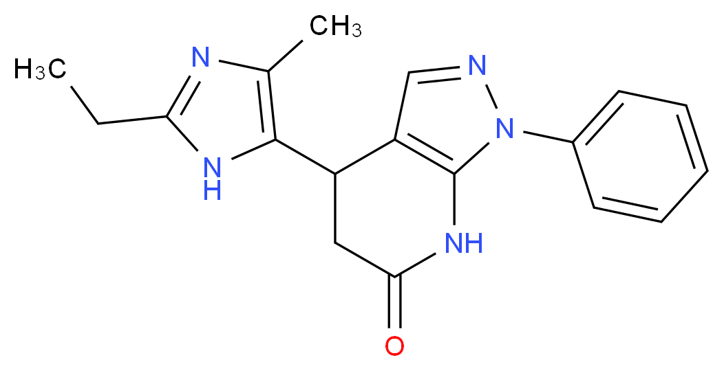 4-(2-ethyl-4-methyl-1H-imidazol-5-yl)-1-phenyl-1,4,5,7-tetrahydro-6H-pyrazolo[3,4-b]pyridin-6-one_Molecular_structure_CAS_)