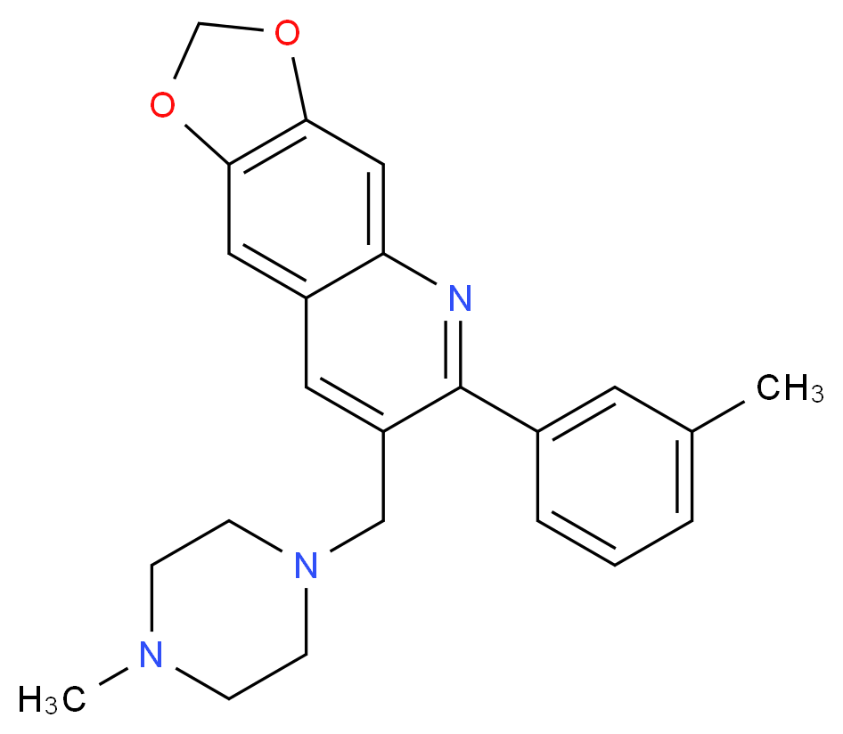 6-(3-methylphenyl)-7-[(4-methyl-1-piperazinyl)methyl][1,3]dioxolo[4,5-g]quinoline_Molecular_structure_CAS_)