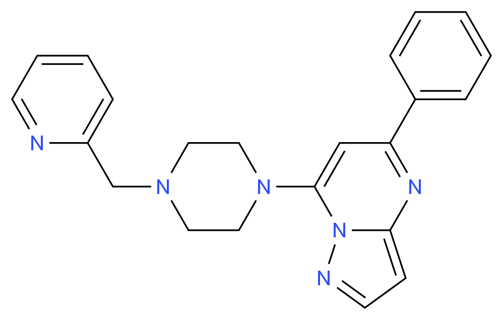 5-phenyl-7-[4-(pyridin-2-ylmethyl)piperazin-1-yl]pyrazolo[1,5-a]pyrimidine_Molecular_structure_CAS_)