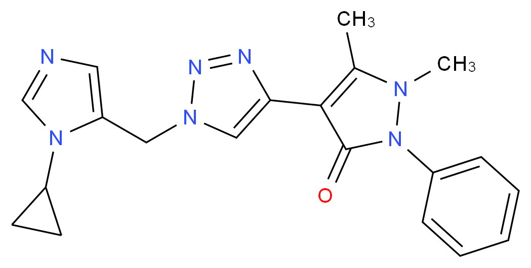 4-{1-[(1-cyclopropyl-1H-imidazol-5-yl)methyl]-1H-1,2,3-triazol-4-yl}-1,5-dimethyl-2-phenyl-1,2-dihydro-3H-pyrazol-3-one_Molecular_structure_CAS_)