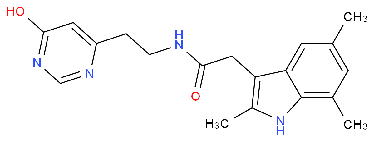 N-[2-(6-hydroxypyrimidin-4-yl)ethyl]-2-(2,5,7-trimethyl-1H-indol-3-yl)acetamide_Molecular_structure_CAS_)
