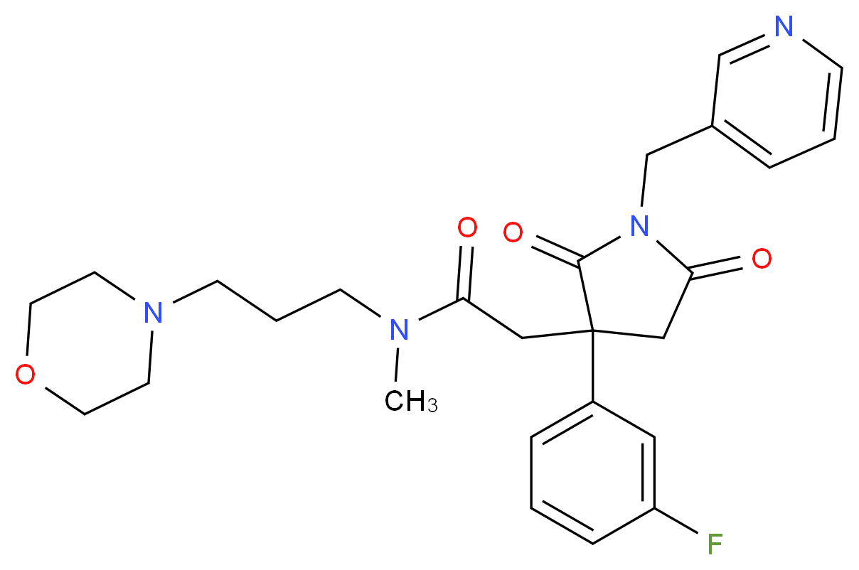 2-[3-(3-fluorophenyl)-2,5-dioxo-1-(3-pyridinylmethyl)-3-pyrrolidinyl]-N-methyl-N-[3-(4-morpholinyl)propyl]acetamide_Molecular_structure_CAS_)