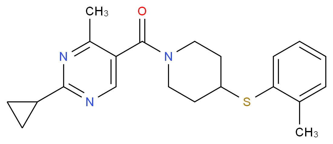 2-cyclopropyl-4-methyl-5-({4-[(2-methylphenyl)thio]-1-piperidinyl}carbonyl)pyrimidine_Molecular_structure_CAS_)