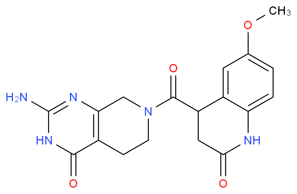 2-amino-7-[(6-methoxy-2-oxo-1,2,3,4-tetrahydroquinolin-4-yl)carbonyl]-5,6,7,8-tetrahydropyrido[3,4-d]pyrimidin-4(3H)-one_Molecular_structure_CAS_)